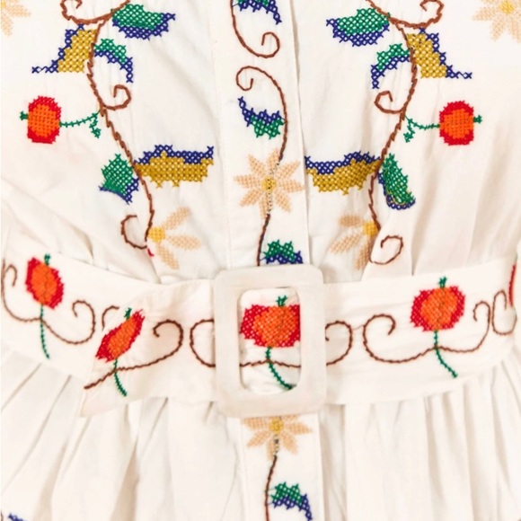Pitanga Embroidered Belted Mini Dress Off-White - Picture 3 of 3